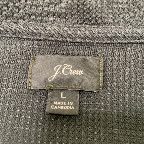 J Crew Polo Shirt Mens L Black Tech Coolmax Technology Waffle Knit Short Sleeve - Picture 3 of 9